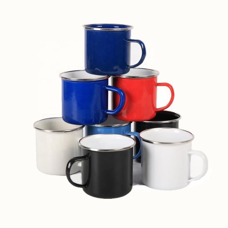 C Shape Handle Custom Design Enamel Coffee Mugs Milk Mugs Hot Water Mugs Designed for Camping and Outdoor Enthusiasts