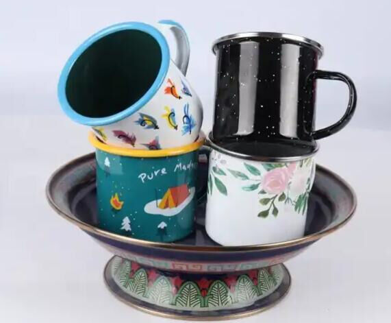 Handmade Vintage Enamel Mug 12oz Classic Guaranteed Iron Colorful Printing Suitable for Drink 80000pieces Year