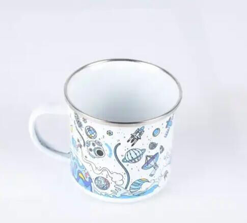 150g Handmade Classic Guaranteed Iron 12oz Vintage Enamel Mug Featuring Colorful Printing Suitable for Drink