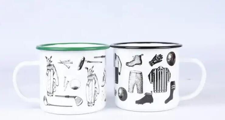 Flower Theme Metal Steel Camping Tin Tea Milk Coffee Enamel Mugs Custom Printed Featuring High Temperature Logo Printing