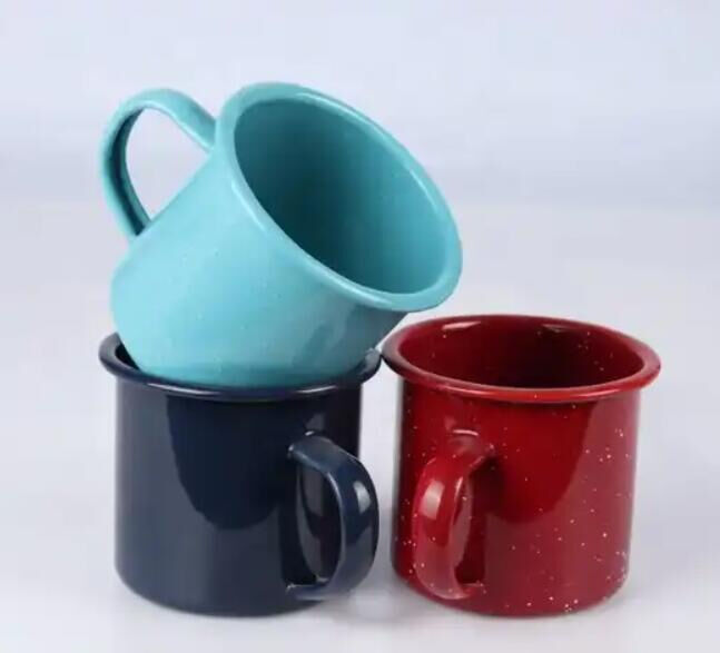 80000pieces per year Raw Material Iron Custom Classic 12oz Enamel Mug Metal Steel Camping Mug Featuring Rolled Edge Rim