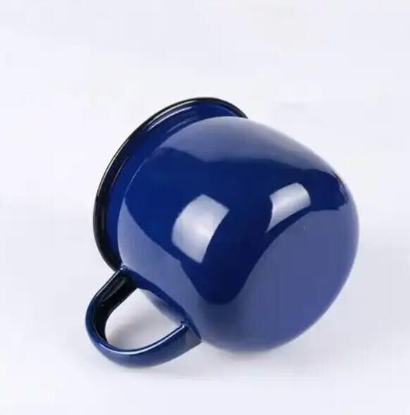 80000pieces per year Raw Material Iron Custom Classic 12oz Enamel Mug Metal Steel Camping Mug Featuring Rolled Edge Rim
