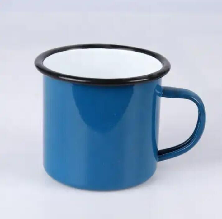 304 Stainless Steel Rim 12oz Enamel Mug Custom Logo Travel Christmas Camping Sublimation Coffee Mug Production 30 Days