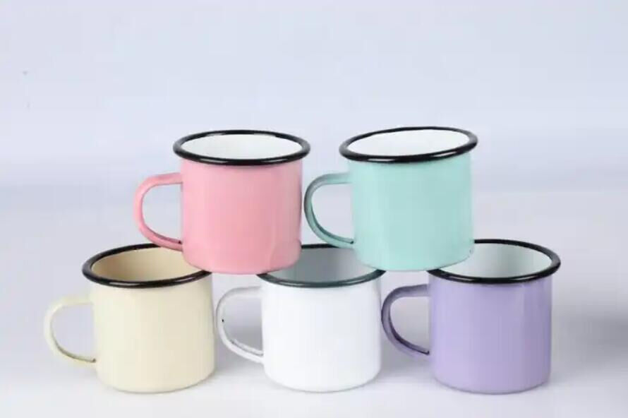 304 Stainless Steel Rim 12oz Enamel Mug Custom Logo Travel Christmas Camping Sublimation Coffee Mug Production 30 Days