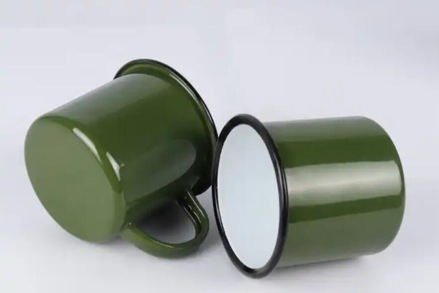 304 Stainless Steel Rim 12oz Enamel Mug Custom Logo Travel Christmas Camping Sublimation Coffee Mug Production 30 Days