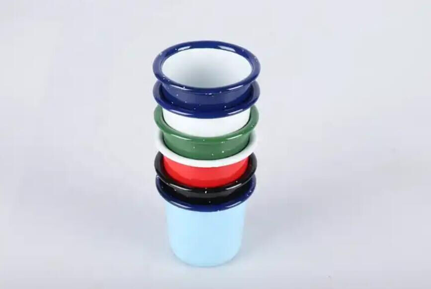 Handmade Coffee Mug Nordic Style Christmas Classic Vertical Striped Tea Mug Matte Glaze 350ml 12oz Carbon Steel Enamel Cup Gift