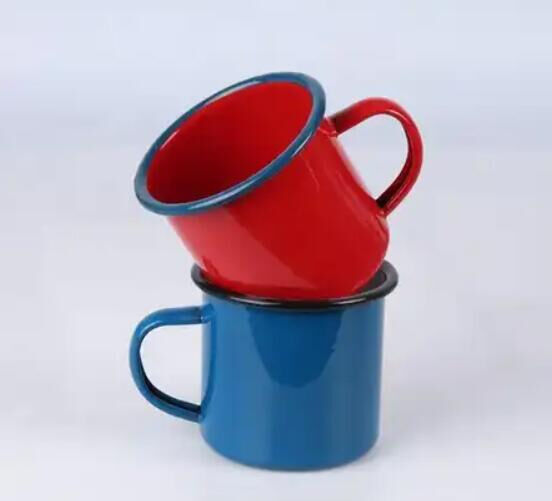 Handmade Coffee Mug Nordic Style Christmas Classic Vertical Striped Tea Mug Matte Glaze 350ml 12oz Carbon Steel Enamel Cup Gift