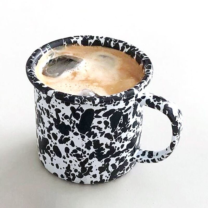 Carbon Steel Enamel Mug Customized Marble Speckles Black Blue White Soy Wax Candle 500ml 650ml 740ml 1250ml Handmade Cup