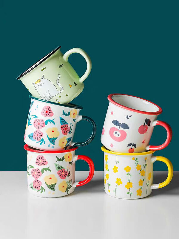 350ml Capacity Outdoor Camping Enamel Coffee Mugs Featuring Custom Design and 80000pieces Year Production