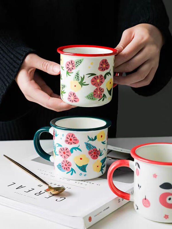 350ml Capacity Outdoor Camping Enamel Coffee Mugs Featuring Custom Design and 80000pieces Year Production