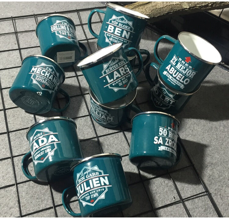 150g 350ml Enamel Coffee Mug Featuring High Temperature Logo Printing Ideal for Camping Hiking Outdoor Travel Activities