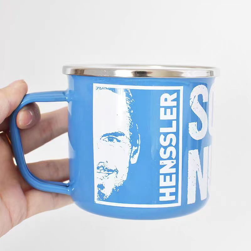 Handmade Sublimation Mug Customized Enamel Metal Mugs with Logo Featuring C Shape Handle and Durable Build