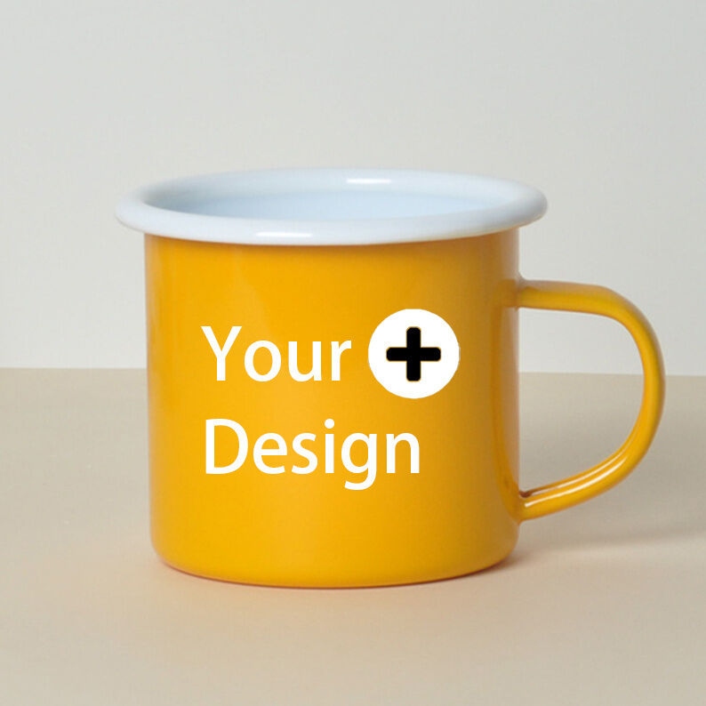 Enamel Coating Double Coating 12 Oz Coffee Mug Custom Style White Camping Enamel Cup Excellent for Custom Logo Printing