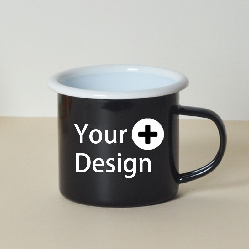 Enamel Coating Double Coating 12 Oz Coffee Mug Custom Style White Camping Enamel Cup Excellent for Custom Logo Printing