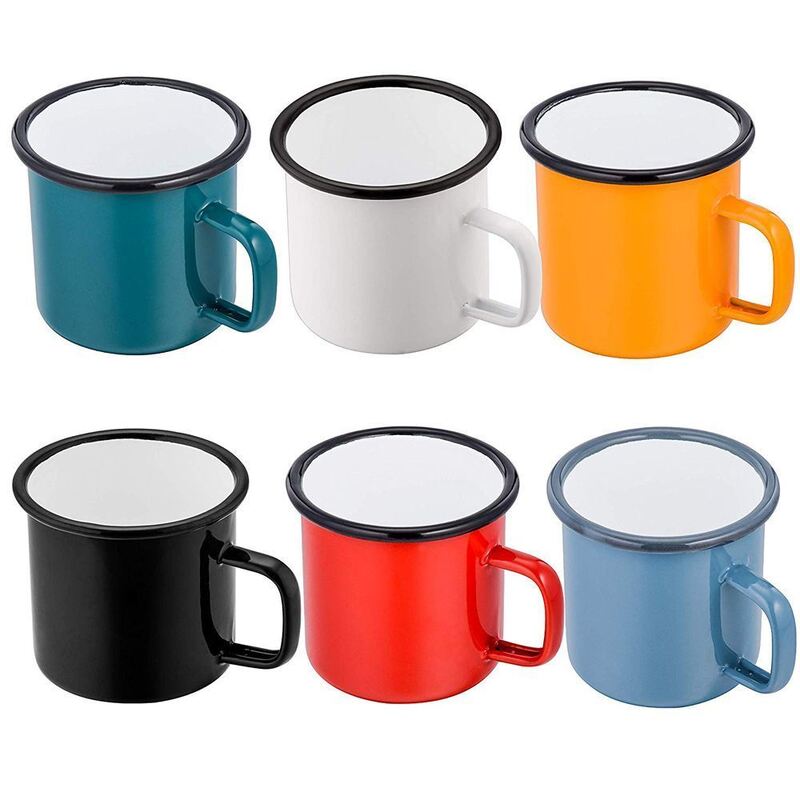 Enamel Coating Double Coating 12 Oz Coffee Mug Custom Style White Camping Enamel Cup Excellent for Custom Logo Printing