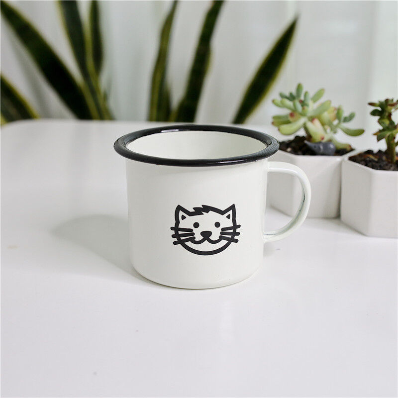 Carbon Steel 11 Oz 12 Oz Sublimation Blank White Enamel Cup Handle Custom Gift Christmas Camping Mug High Temperature Logo Printing