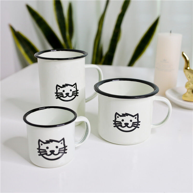 Carbon Steel 11 Oz 12 Oz Sublimation Blank White Enamel Cup Handle Custom Gift Christmas Camping Mug High Temperature Logo Printing