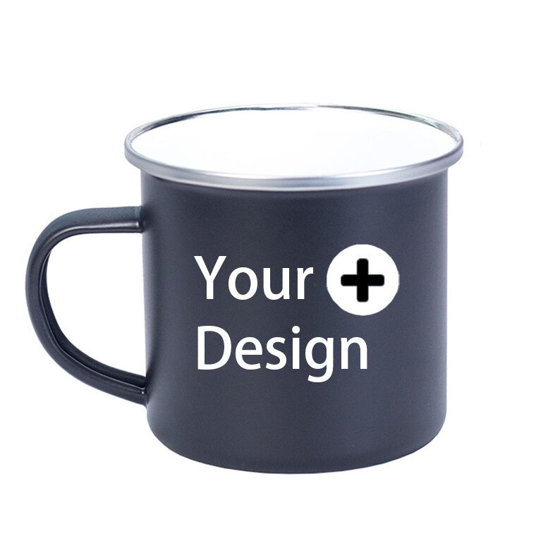 150g Hygienic Printed Mug Camp Enamel Colorful Blue Sublimation Milk Mug Ideal for Custom Printing