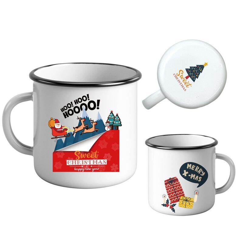 Thickness 0.5mm Classic Enamel Coffee Mug Set Featuring Flower Theme Designed for Home Travel Enthusiasts