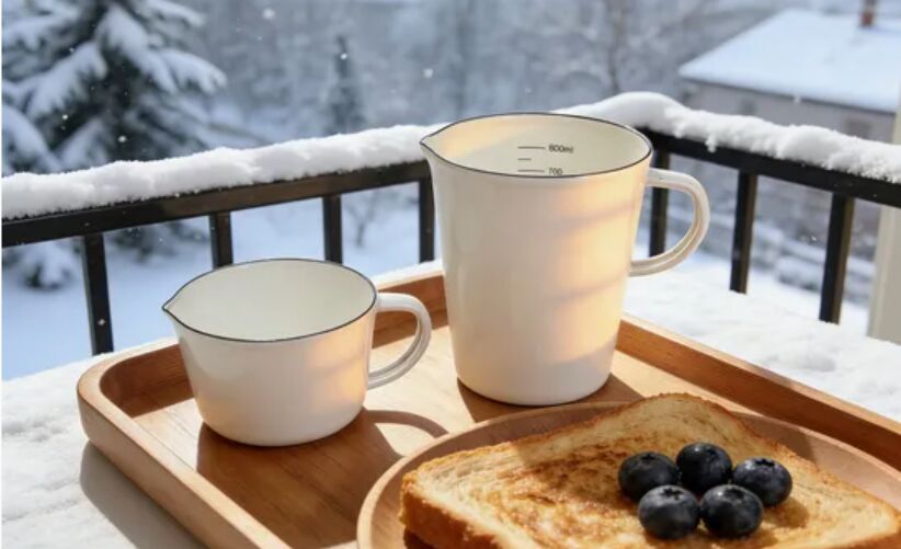 Customized Enamel Measuring Mug Carbon Steel Personalized Color Decal Milk Coffee Drinkware Cup