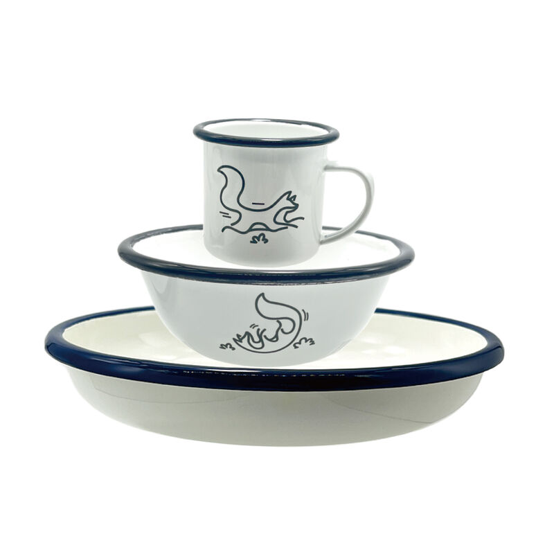 High Quality Lovely Dinnerware Eco-Friendly Enamel Metal Bowl/Mug/Plate Set Kids Use Tablewre/Mug/Plate/Bowl