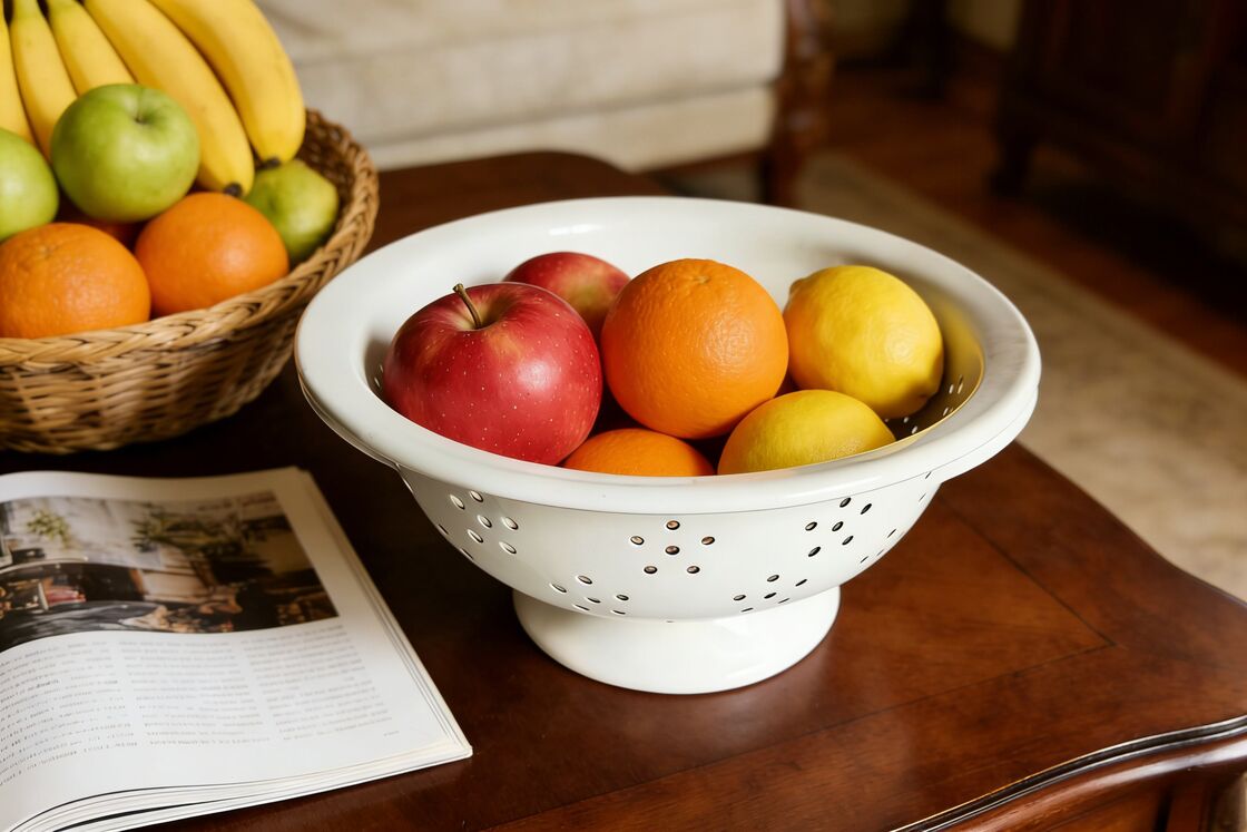 Home Kitchen Enamel Colander Custom Color Multi-Use Hollow Design Storage Basket