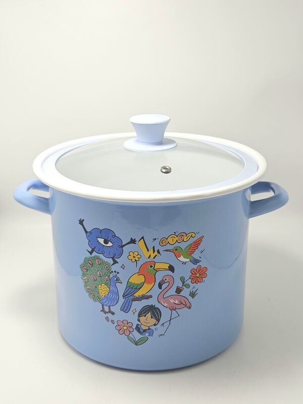 Cute Cartoon Animal Printed Enamel Casserole Pot Large Capacity Stock Pot Soup Pot for Daily Cooking