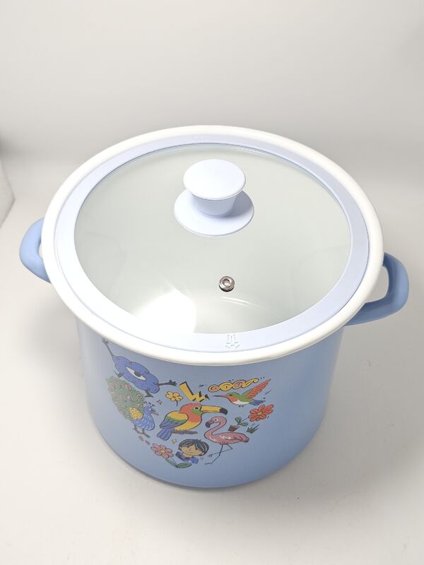 Cute Cartoon Animal Printed Enamel Casserole Pot Large Capacity Stock Pot Soup Pot for Daily Cooking