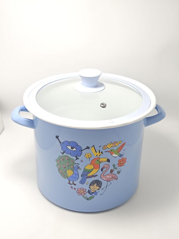 Cute Cartoon Animal Printed Enamel Casserole Pot Large Capacity Stock Pot Soup Pot for Daily Cooking