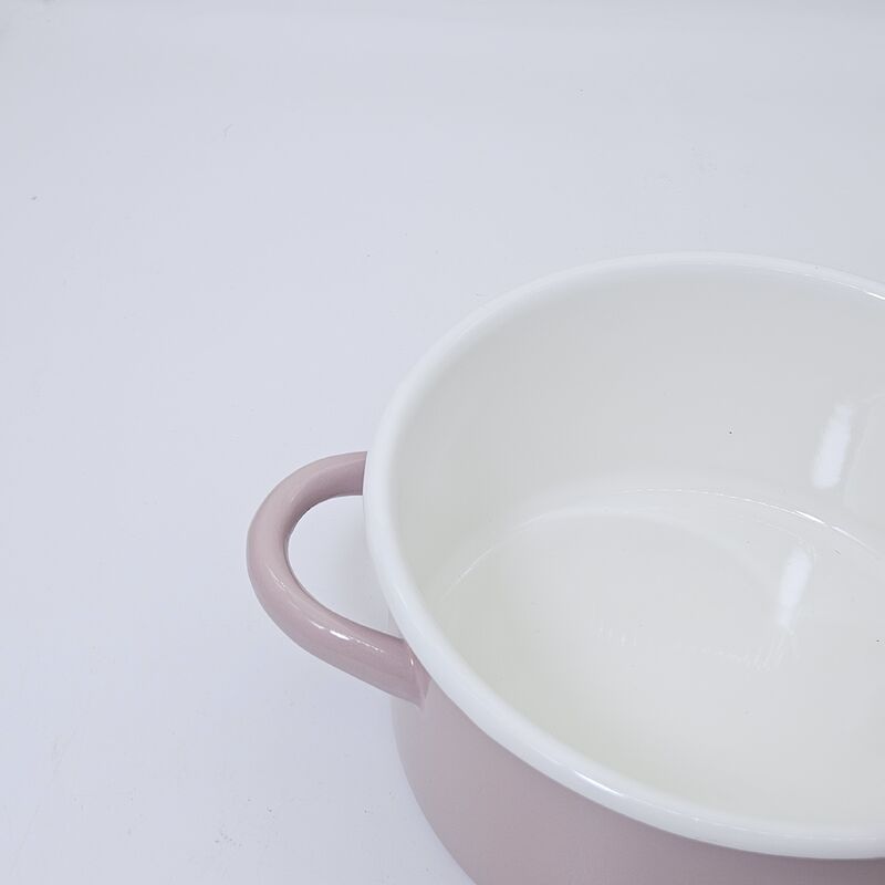 Minimalist Solid Color Round Enamel Casserole Pot Food Safe Enamel Cookware With Matching Lid For Household Cooking