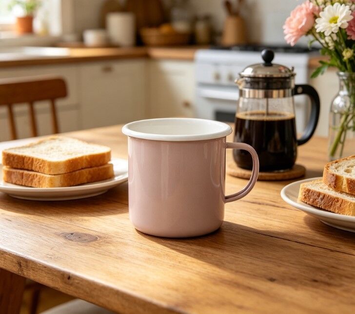 High Quality Enamel Carbon Steel Mug Enamel Drinkware With Rolled Edge Camping Mug for Daily Use