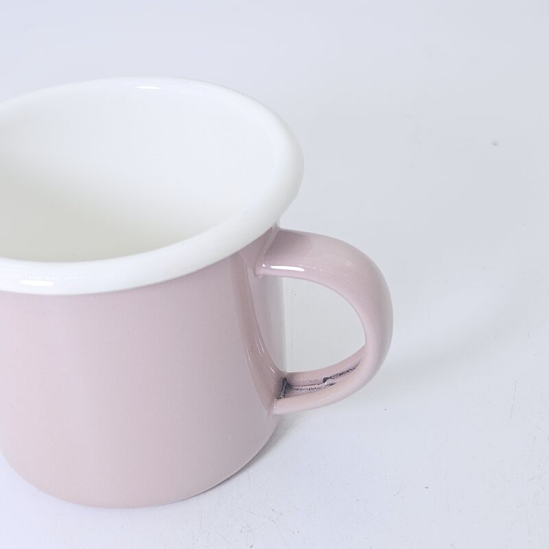 Cute Pastel Pink Enamel Carbon Steel Mug Enamel Drinkware With Rolled Edge for Daily Use
