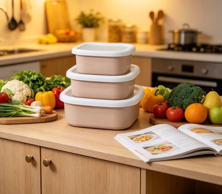 Airtight Food Storage Bowl Enamel Food Container Enamel Carbon Steel 3PCS Bowl Set for Daily Use