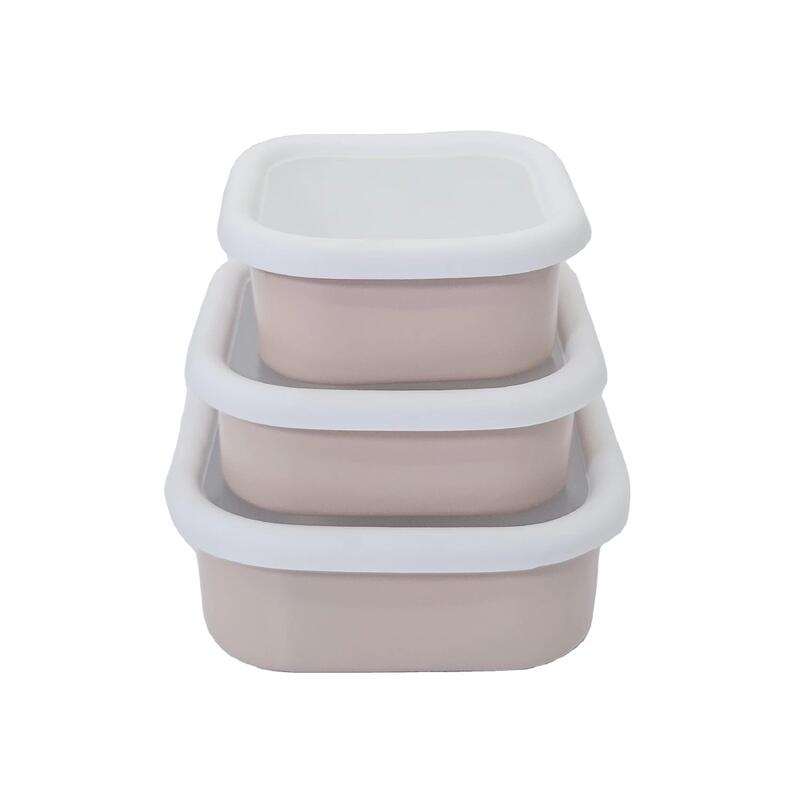 Airtight Food Storage Bowl Enamel Food Container Enamel Carbon Steel 3PCS Bowl Set for Daily Use