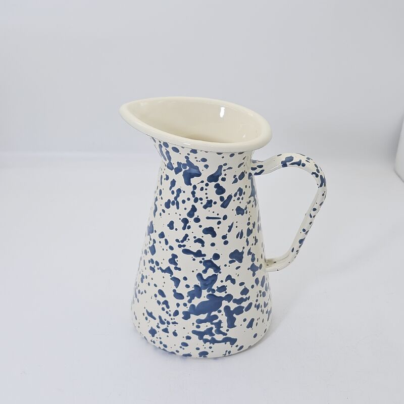 Modern Style Splatter V Shaped Enamel Pitcher Carbon Steel Enamel Kettle Enamel Tableware Smooth Enamel Jug