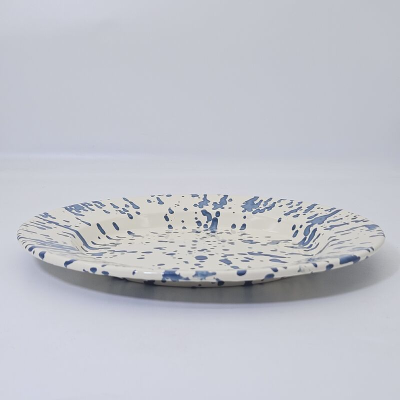 High Quality Spatter Style Enamel Flat Plate Enamel Food Container Carbon Steel Tableware for Daily Meal