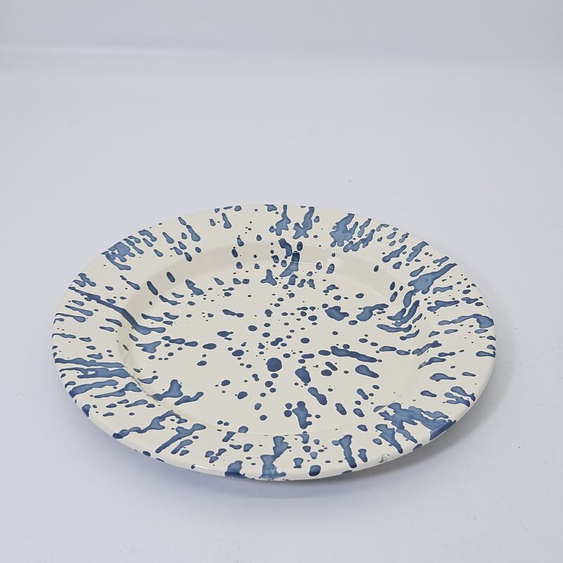 High Quality Spatter Style Enamel Flat Plate Enamel Food Container Carbon Steel Tableware for Daily Meal