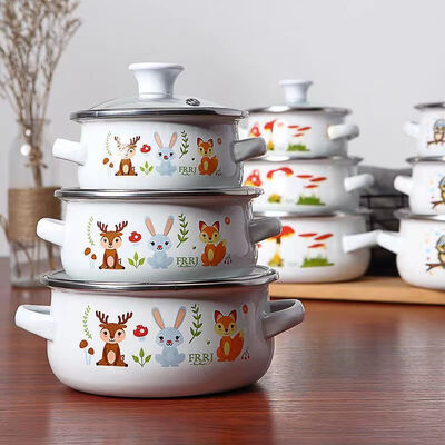 Customized Color Capacity 1000 6000ml Enamel Mini Pot Sets Food Warmer Pot with Custom Decal Decoration Options